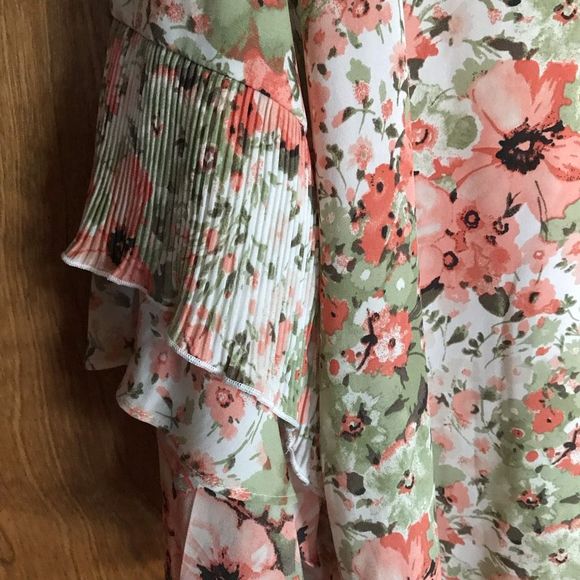 C established 1946 Cato plus size 18/20 3/4 sleeve floral orange green pleats - Picture 3 of 6